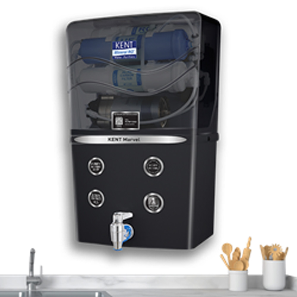 Kent 8 Liter RO+UF+TDS CONTROLLER+UV Water Purifier (Kent Marvel-B Mineral RO Water Purifier) model Kent Marvel-B Mineral RO Water Purifier front view - GharOne Nepal